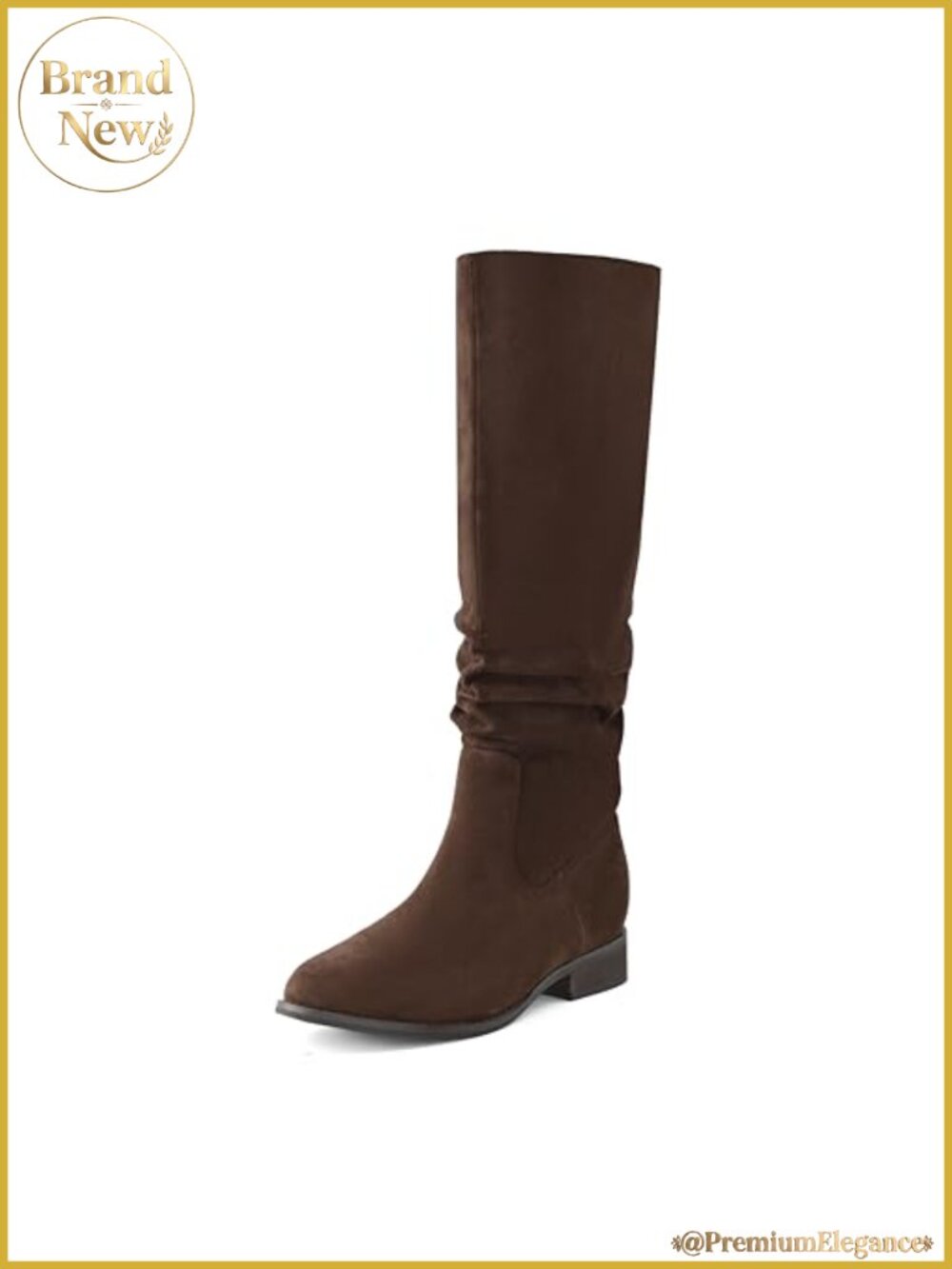 Women's Slouch Knee High Boots Ruched Pointed Toe Low Heel Faux Suede